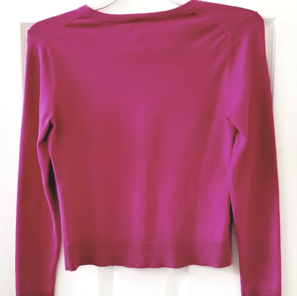 Ann Taylor LOFT Fuschia Cotton Blend Cardigan with Crystal Buttons XS - Picture 2 of 7